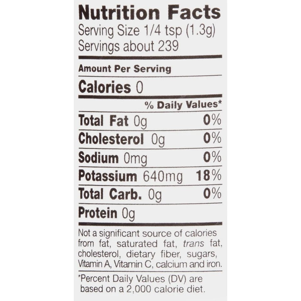 NoSalt Nutrition Facts close-up